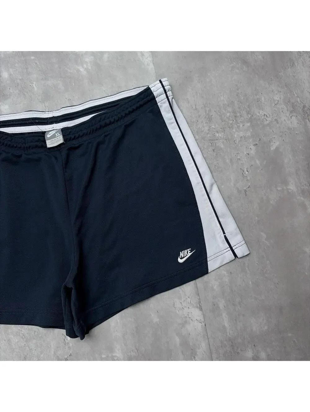 Y2K Navy Nike Swoosh Striped Running Shorts